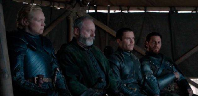 Brienne, Davos, Gendry y Lord Une. Brienne, Davos, Gendry y Lord Une.