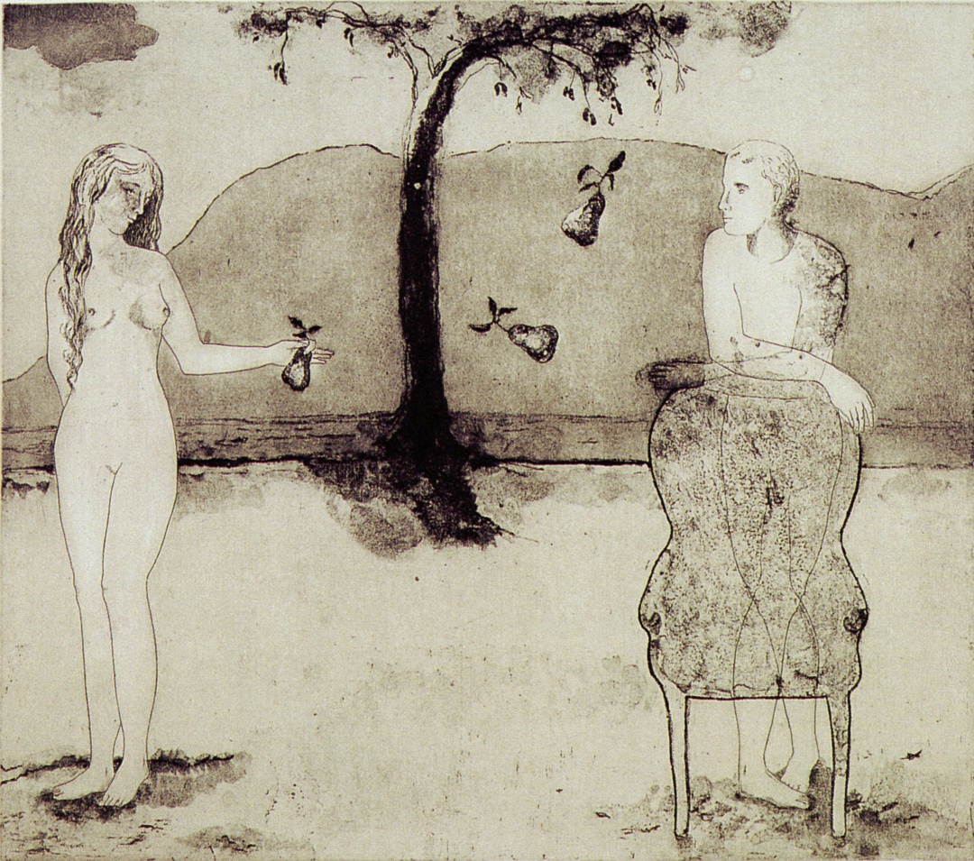 Eva y Adán, grabado de Carmen García Suárez Eva y Adán, grabado de Carmen García Suárez