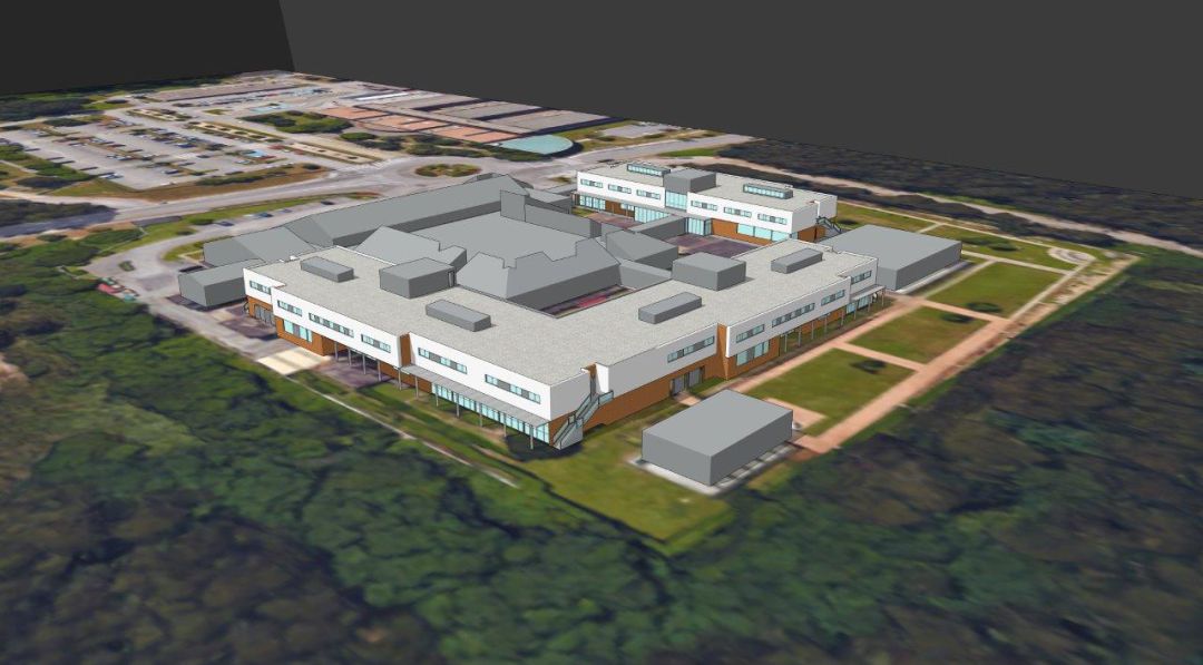 Recreación virtual del nuevo CAD de Sierrallana, con el hospital comarcal al fondo. Recreación virtual del nuevo CAD de Sierrallana, con el hospital comarcal al fondo.