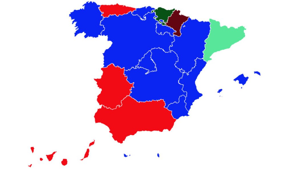 Así han cambiado de chaqueta las autonomías en las dos últimas décadas