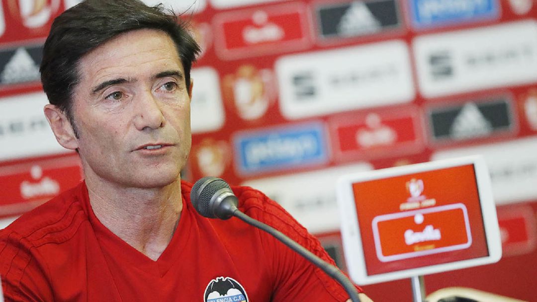 Marcelino en la previa de la final ante el FC Barcelona Marcelino en la previa de la final ante el FC Barcelona