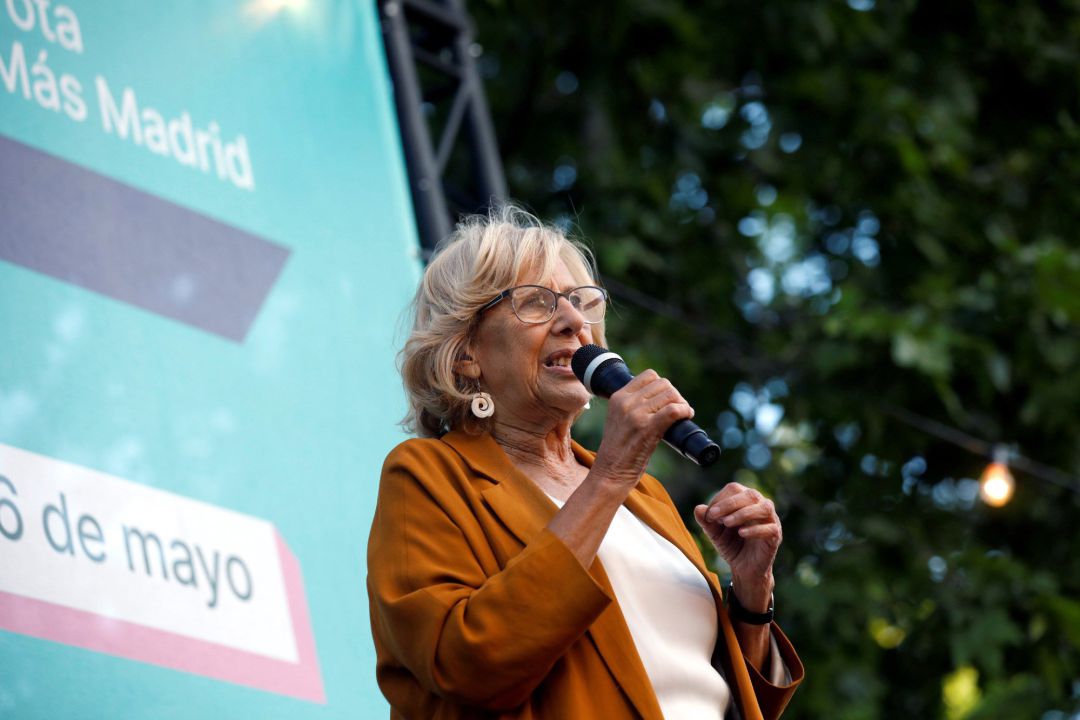 La candidata de Mas Madrid a la alcaldía de la capital, Manuela Carmena, durante el acto de cierre de campaña que la formación celebra este viernes en el madrileño barrio de Vallecas La candidata de Mas Madrid a la alcaldía de la capital, Manuela Carmena, durante el acto de cierre de campaña que la formación celebra este viernes en el madrileño barrio de Vallecas