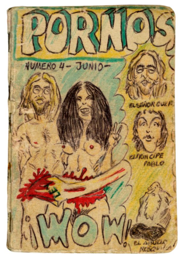 Pornos, número 4. «¡Wow!», 1974: bolígrafo, rotulador y lápices de color sobre papel, 10.9 x 7.8 cm. Libro de cómic Pornos, número 4. «¡Wow!», 1974: bolígrafo, rotulador y lápices de color sobre papel, 10.9 x 7.8 cm. Libro de cómic