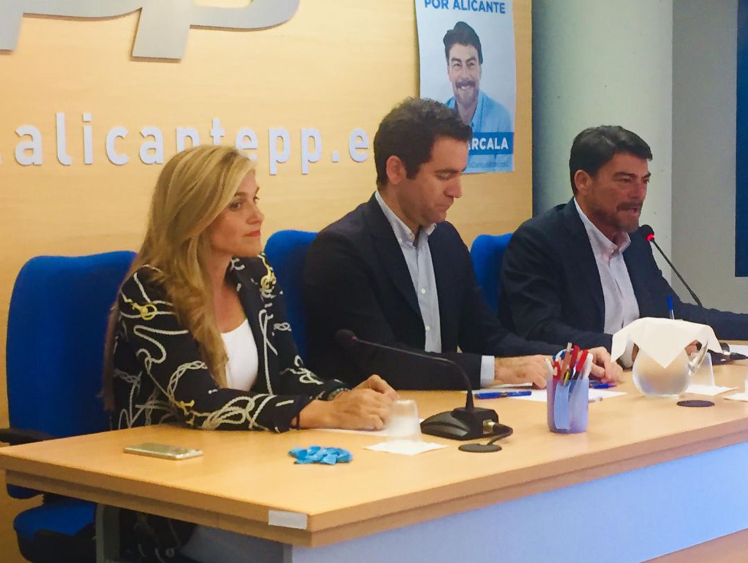 Eva Ortíz, Teodoro García Egea y Luis Barcala Eva Ortíz, Teodoro García Egea y Luis Barcala