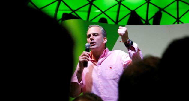 Javier Ortega-Smith durante un acto electoral en mayo Javier Ortega-Smith durante un acto electoral en mayo