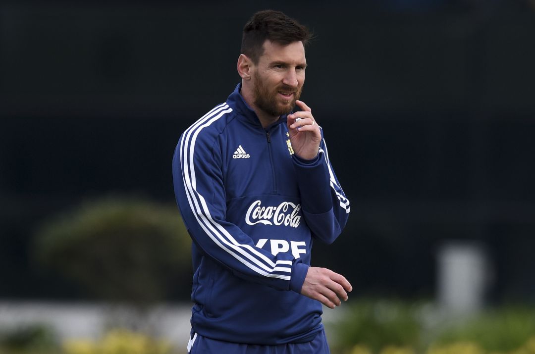 Leo Messi, durante un entrenamiento con la selección argentina Leo Messi, durante un entrenamiento con la selección argentina