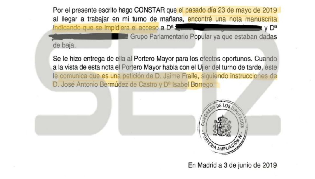 Documento elaborado por la portería del Congreso de los Diputados. Documento elaborado por la portería del Congreso de los Diputados.