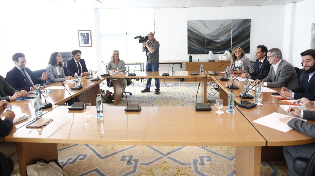 Reunión de los candidatos del PP y Ciudadanos a la Presidencia de la Comunidad de Madrid, Isabel Díaz Ayuso e Ignacio Aguado Reunión de los candidatos del PP y Ciudadanos a la Presidencia de la Comunidad de Madrid, Isabel Díaz Ayuso e Ignacio Aguado