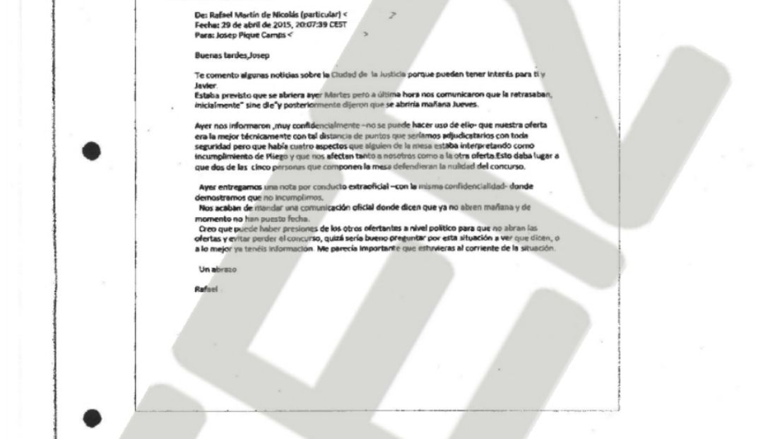 La UCO implica al exministro Josep Piqué en el supuesto amaño de un contrato multimillonario en la Ciudad de la Justicia de Madrid La UCO implica al exministro Josep Piqué en el supuesto amaño de un contrato multimillonario en la Ciudad de la Justicia de Madrid