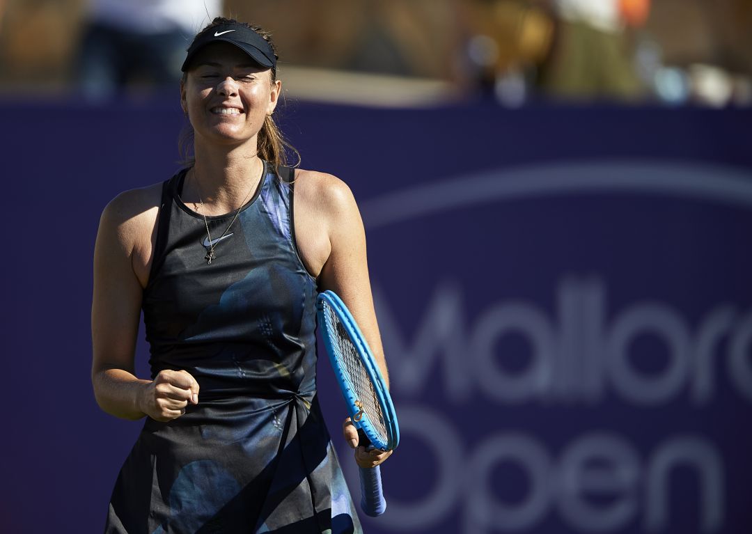 Maria Sharapova celebra un punto en su regreso a Mallorca. Maria Sharapova celebra un punto en su regreso a Mallorca.