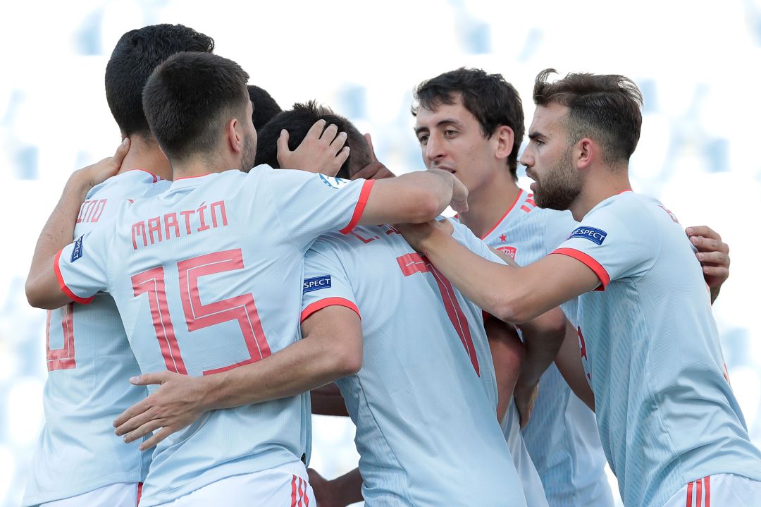 La selección española sub 21 celebra la victoria ante Bélgica La selección española sub 21 celebra la victoria ante Bélgica