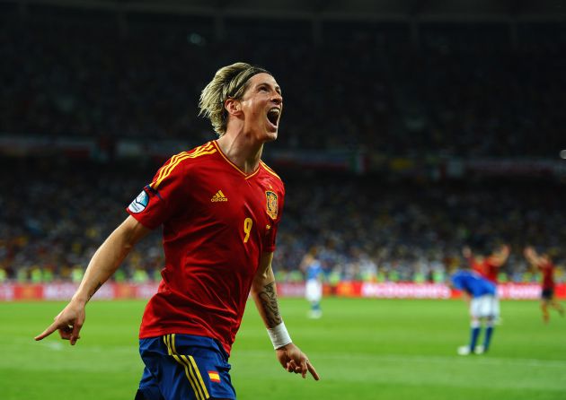 Fernando Torres tras marcar en la final de la Eurocopa 2012. Fernando Torres tras marcar en la final de la Eurocopa 2012.