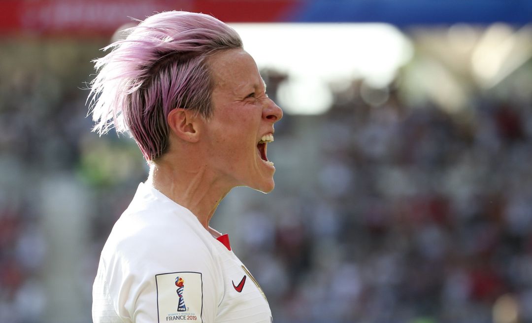 Rapinoe celebra un gol ante España. Rapinoe celebra un gol ante España.