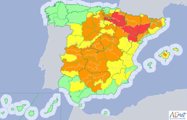 Alertas meteorológicas para el sábado 29 de junio. Alertas meteorológicas para el sábado 29 de junio.