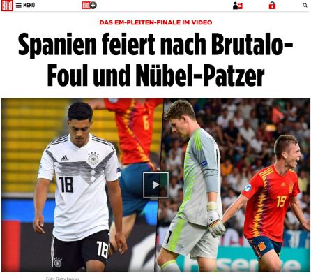 El Diario Bild titula que España venció tras "una falta brutal y un fallo de Nübel" El Diario Bild titula que España venció tras "una falta brutal y un fallo de Nübel"