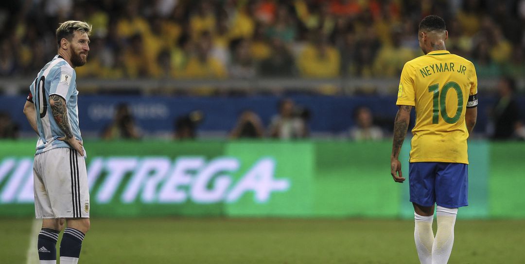 Messi y Neymar, durante uno de los últimos enfrentamientos entre Argentina y Brasil Messi y Neymar, durante uno de los últimos enfrentamientos entre Argentina y Brasil