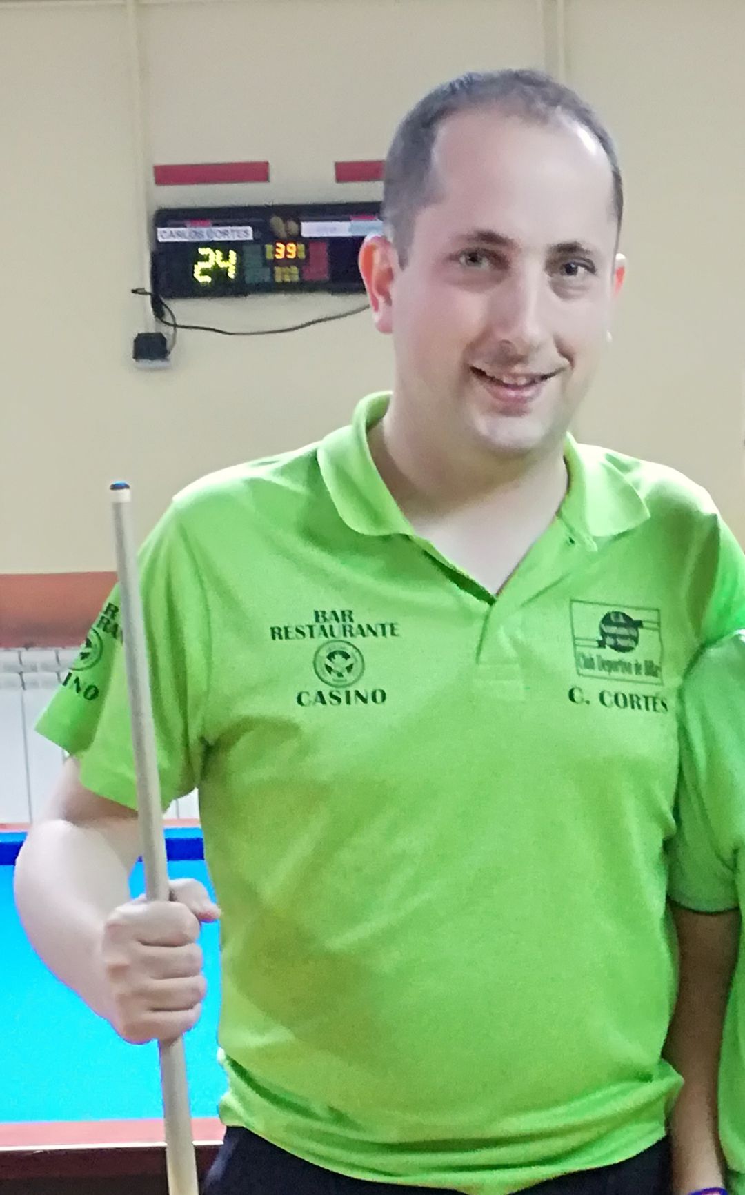El billarista soriano Carlos Cortés, en Ponferrada. El billarista soriano Carlos Cortés, en Ponferrada.