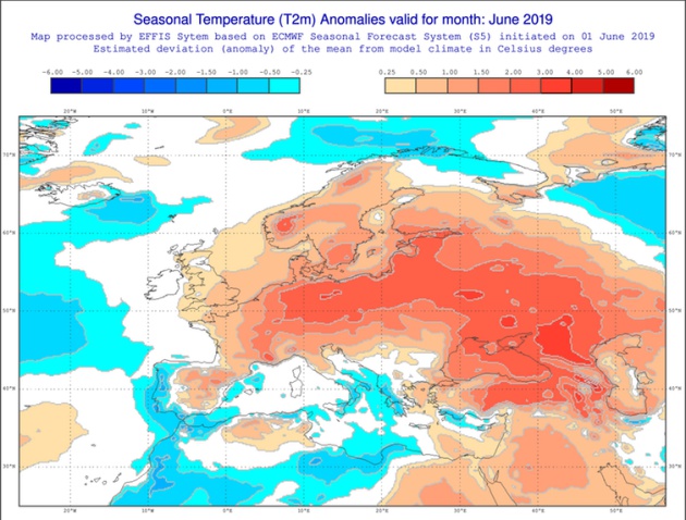 Anomalías estacionales de la temperatura para julio. Anomalías estacionales de la temperatura para julio.