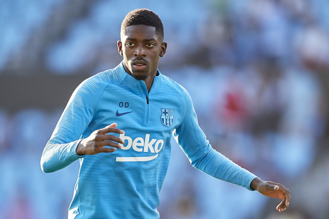 Ousmane Dembelé en una ronda de calentamiento. Ousmane Dembelé en una ronda de calentamiento.