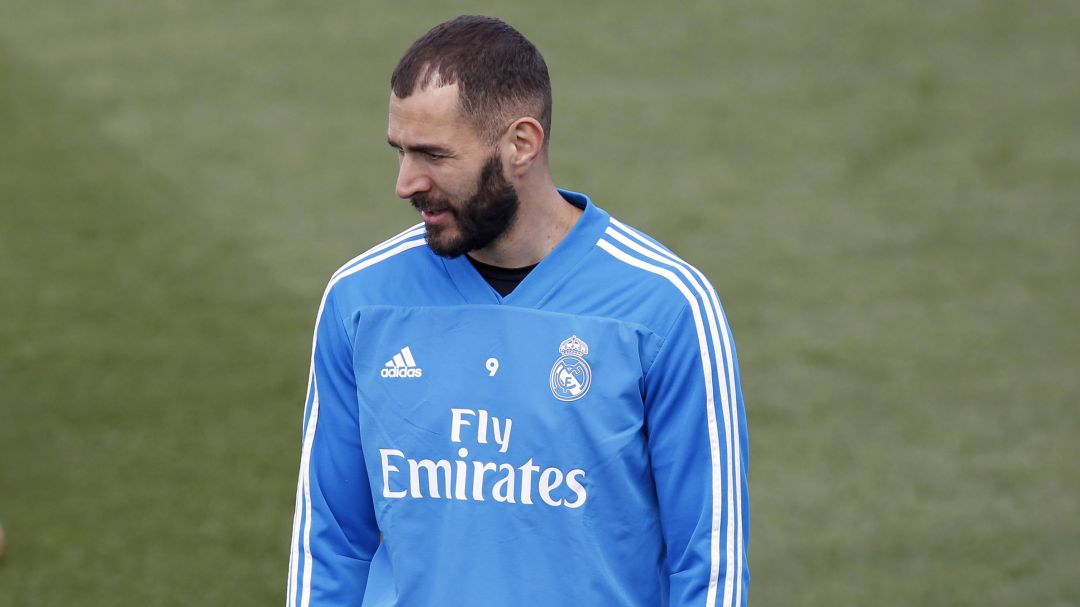 Karim Benzema, en un entrenamiento con el Real Madrid Karim Benzema, en un entrenamiento con el Real Madrid