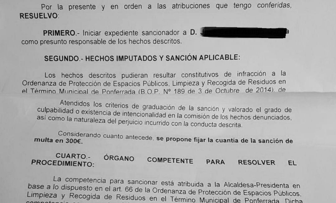 Imagen de una de las multas Imagen de una de las multas