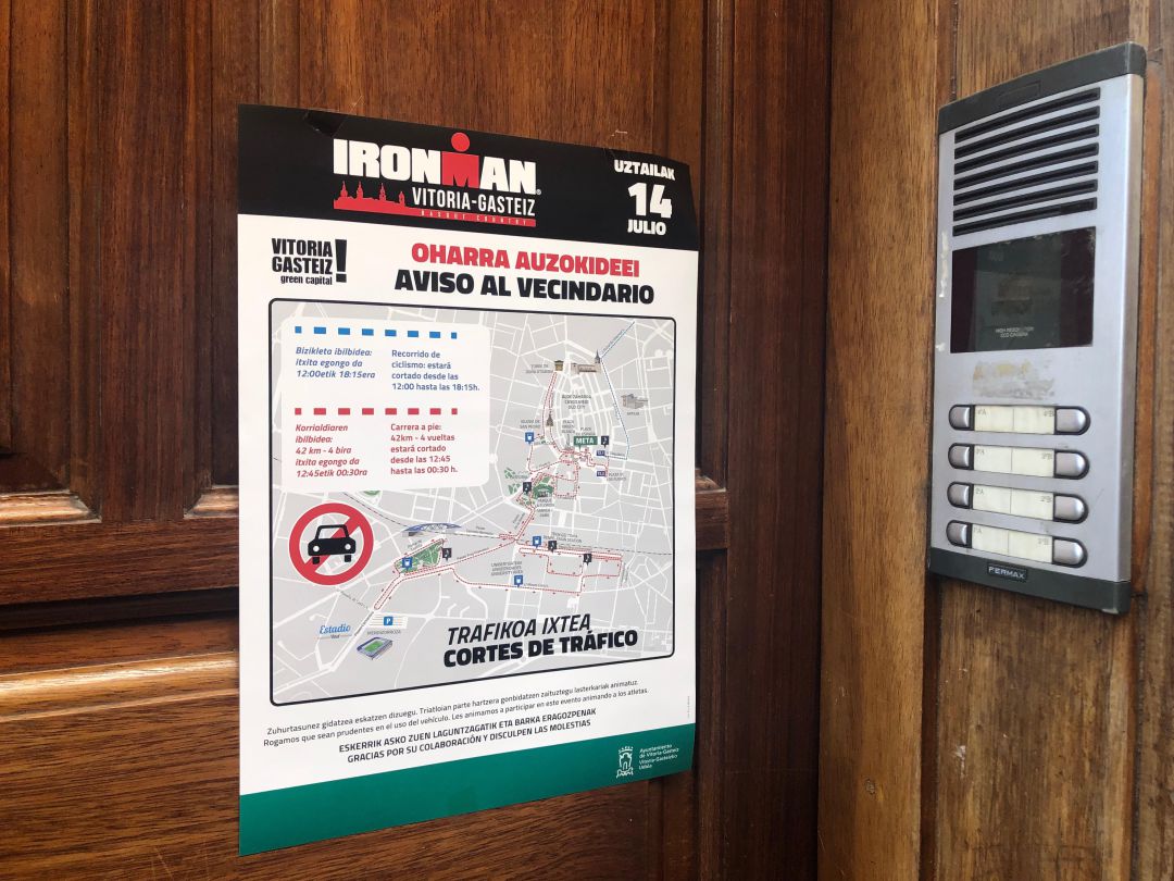 Aviso a los vecinos de los cortes de tráfico por la celebración del Ironman Aviso a los vecinos de los cortes de tráfico por la celebración del Ironman