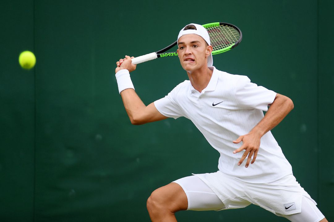 Carlos Gimeno durante el torneo junior de Wimbledon. Carlos Gimeno durante el torneo junior de Wimbledon.