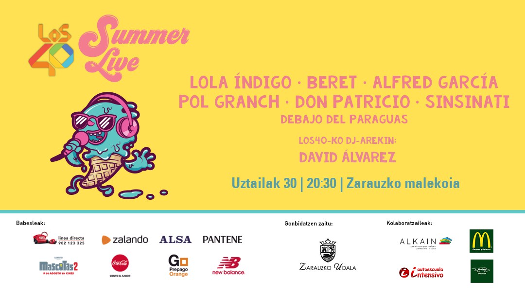 Los40 Summer Live recalará en Zarautz el 30 de julio