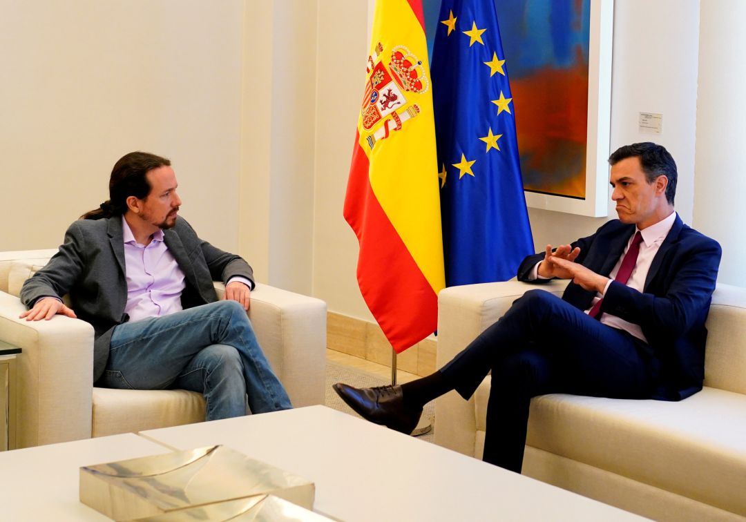 Pedro Sánchez y Pablo Iglesias, reunidos en la Moncloa. Pedro Sánchez y Pablo Iglesias, reunidos en la Moncloa.