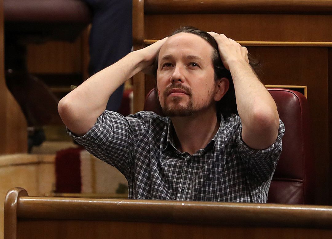 El líder de Unidas Podemos, Pablo Iglesias, durante la primera jornada del debate de investidura. El líder de Unidas Podemos, Pablo Iglesias, durante la primera jornada del debate de investidura.