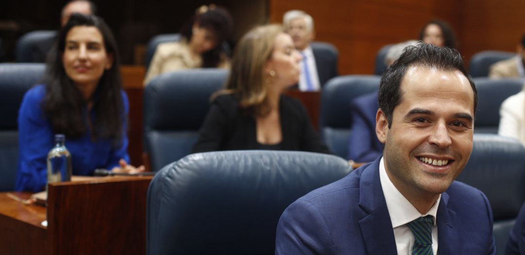 El portavoz de Ciudadanos en la Asamblea de Madrid, Ignacio Aguado, durante el pleno de investidura del pasado 10 de julio. El portavoz de Ciudadanos en la Asamblea de Madrid, Ignacio Aguado, durante el pleno de investidura del pasado 10 de julio.