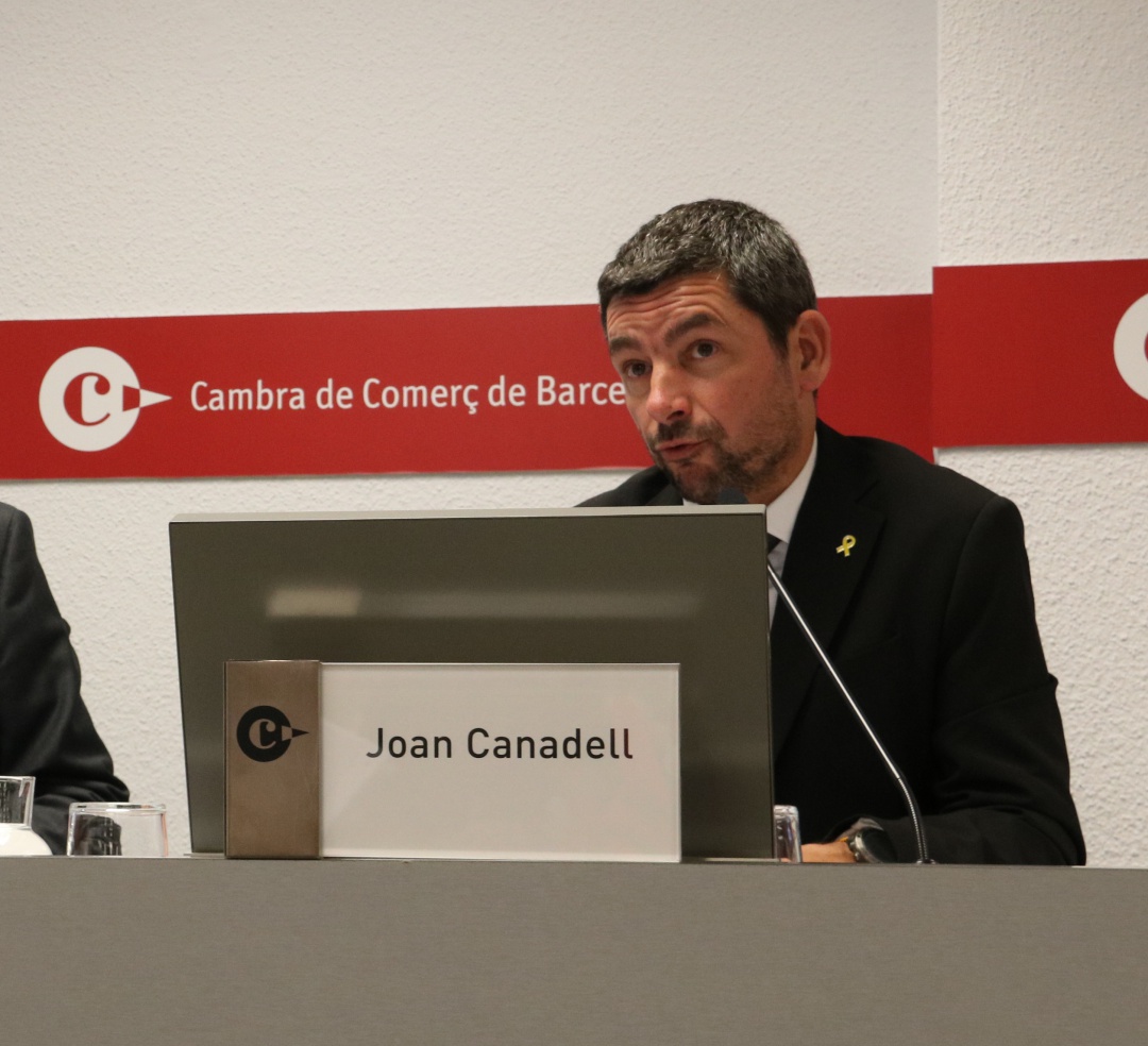 Joan Canadell durante la rueda de prensa en la que solo ha querido responder en catalán Joan Canadell durante la rueda de prensa en la que solo ha querido responder en catalán