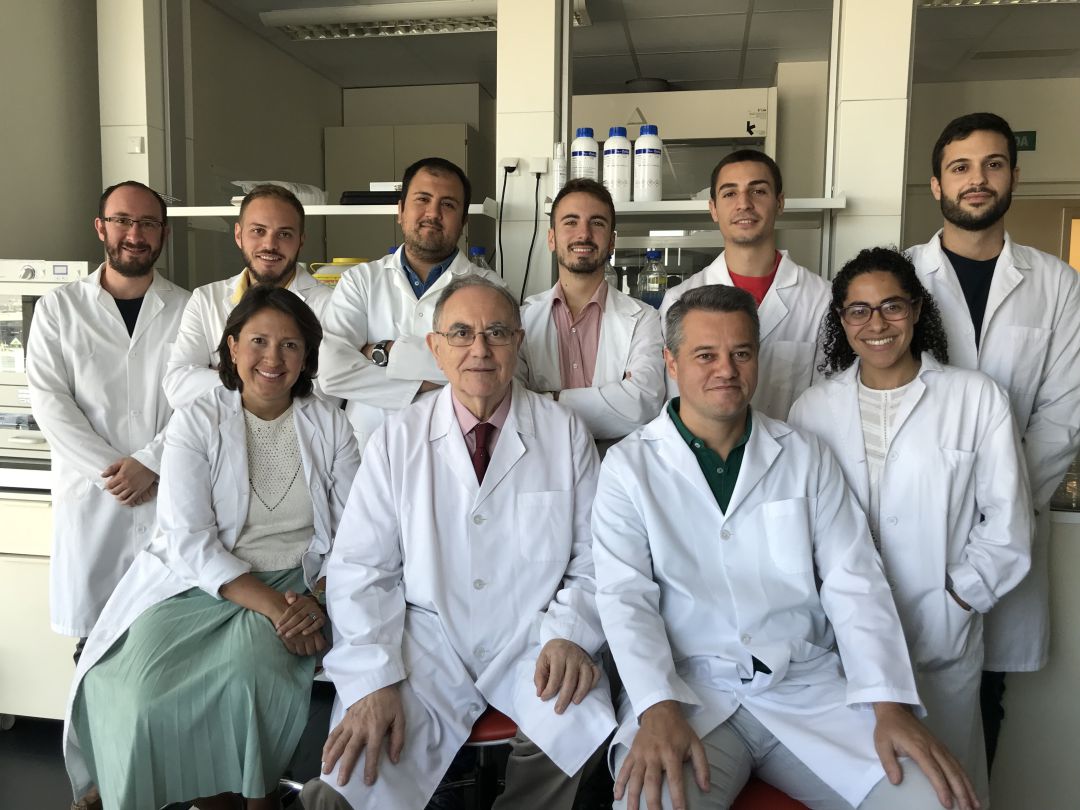 El profesor Campos, en el centro sentado, junto a su grupo de investigación de Ingeniería Tisular de la UGR El profesor Campos, en el centro sentado, junto a su grupo de investigación de Ingeniería Tisular de la UGR