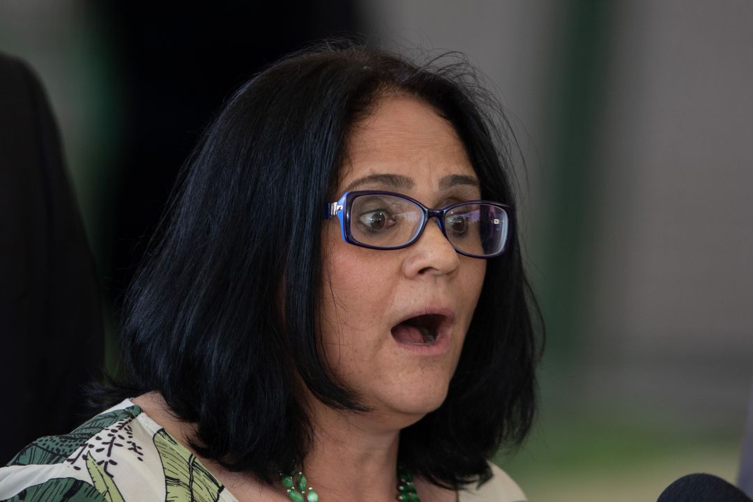 La ministra de Familia de Brasil, Damares Alves, durante la presentación de un programa contra la explotación sexual. La ministra de Familia de Brasil, Damares Alves, durante la presentación de un programa contra la explotación sexual.