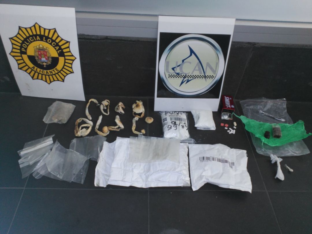Detenido un hombre en la Estación de Autobuses de Alicante que viajaba con setas alucinógenas, hachís y cocaína Detenido un hombre en la Estación de Autobuses de Alicante que viajaba con setas alucinógenas, hachís y cocaína