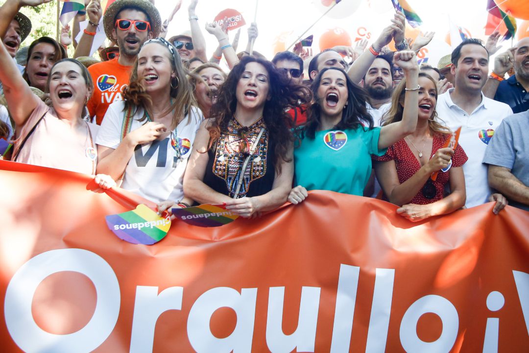 Ignacio Aguado, Inés Arrimadas y otros miembros de Ciudadanos en la manifestación estatal del Orgullo LGTBI en Madrid, desde Atocha hasta Colón Ignacio Aguado, Inés Arrimadas y otros miembros de Ciudadanos en la manifestación estatal del Orgullo LGTBI en Madrid, desde Atocha hasta Colón