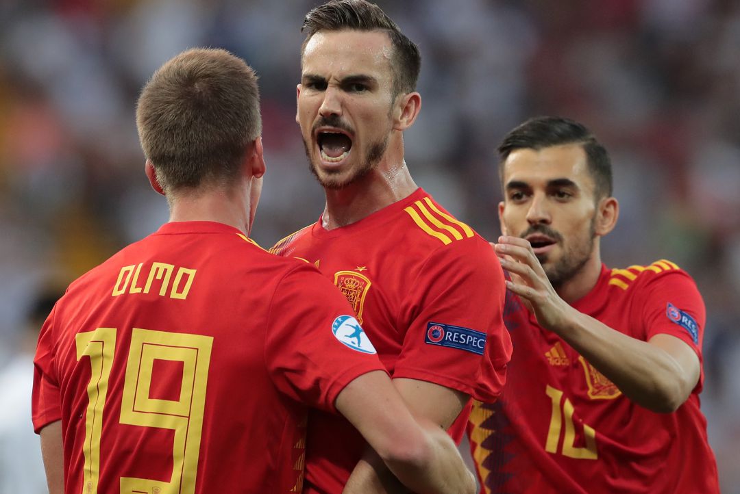 Dani Olmo, Fabían y Ceballos durante la Eurocopa sub-21. Dani Olmo, Fabían y Ceballos durante la Eurocopa sub-21.