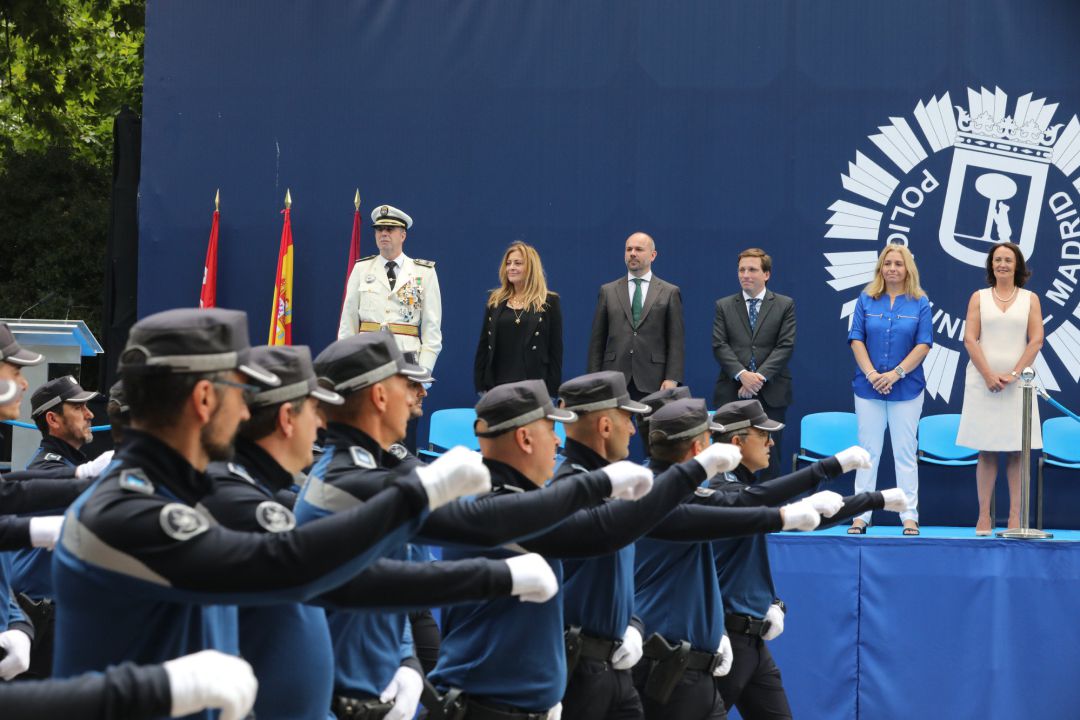 Imagen de archivo del desfile de la Policía Municipal de Madrid el día de su patrón, San Juan Bautista, en el parque del Retiro, en junio de 2019. Imagen de archivo del desfile de la Policía Municipal de Madrid el día de su patrón, San Juan Bautista, en el parque del Retiro, en junio de 2019.