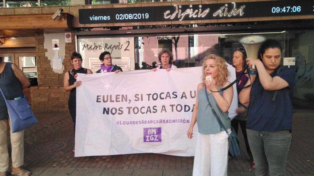 Lourdes, limpiadora de EULEN en Zaragoza, readmitida tras ser despedida por la huelga del 8M