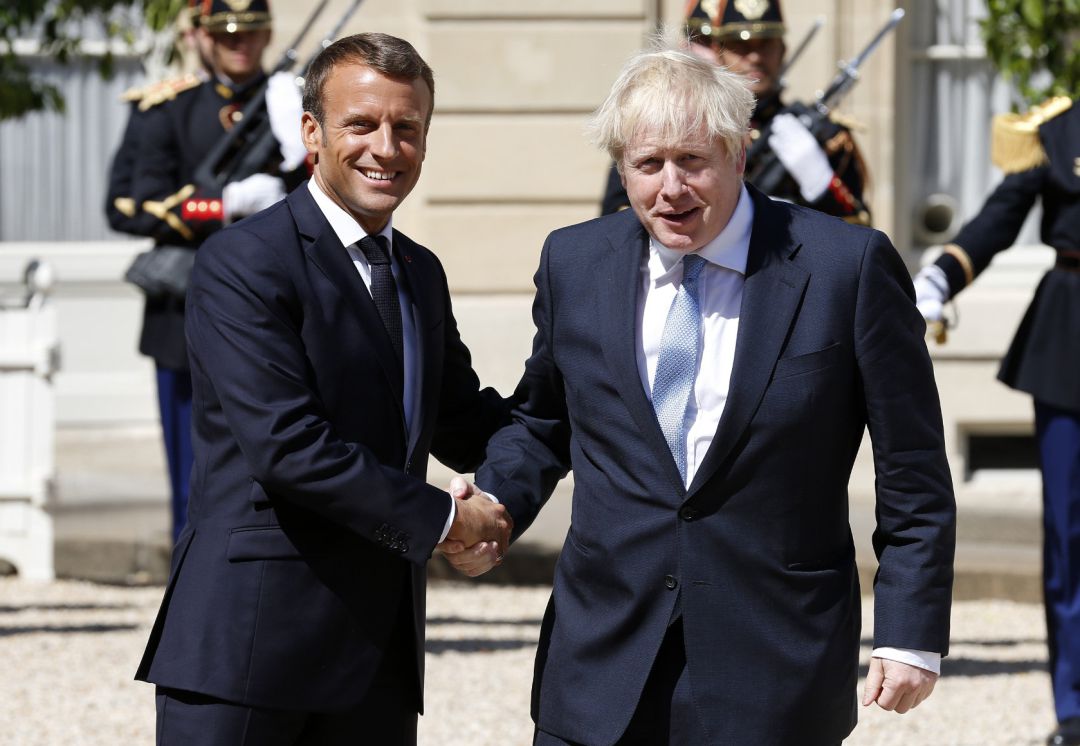 El presidente francés Emmanuel Macron y el primer ministro británico, Boris Johnson El presidente francés Emmanuel Macron y el primer ministro británico, Boris Johnson