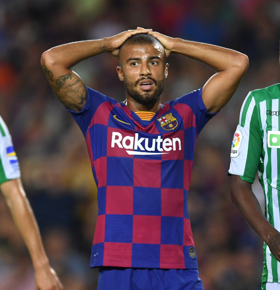 BARCELONA, SPAIN - AUGUST 25: Rafinha of Barcelona and Emerson de Souza of Real Betis look on during the Liga match between FC Barcelona and Real Betis at Camp Nou on August 25, 2019 in Barcelona, Spain. (Photo by Alex CaparrosGetty Images) BARCELONA, SPAIN - AUGUST 25: Rafinha of Barcelona and Emerson de Souza of Real Betis look on during the Liga match between FC Barcelona and Real Betis at Camp Nou on August 25, 2019 in Barcelona, Spain. (Photo by Alex CaparrosGetty Images)