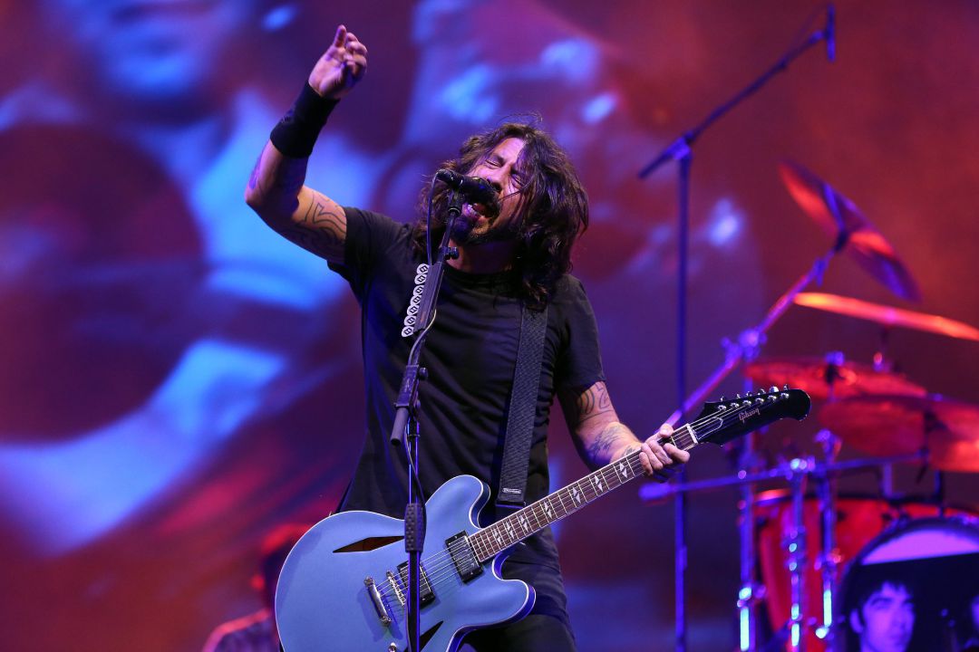 Dave Grohl durante la actuación de Foo Fighters en el Reading Festival Dave Grohl durante la actuación de Foo Fighters en el Reading Festival