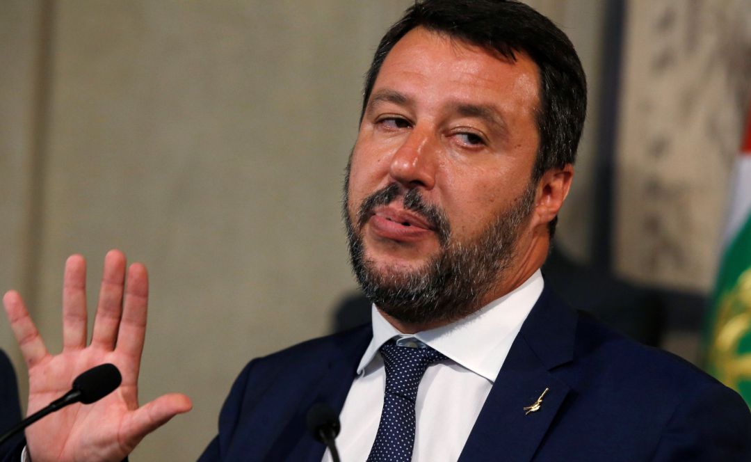 Matteo Salvini durante una rueda de prensa. Matteo Salvini durante una rueda de prensa.