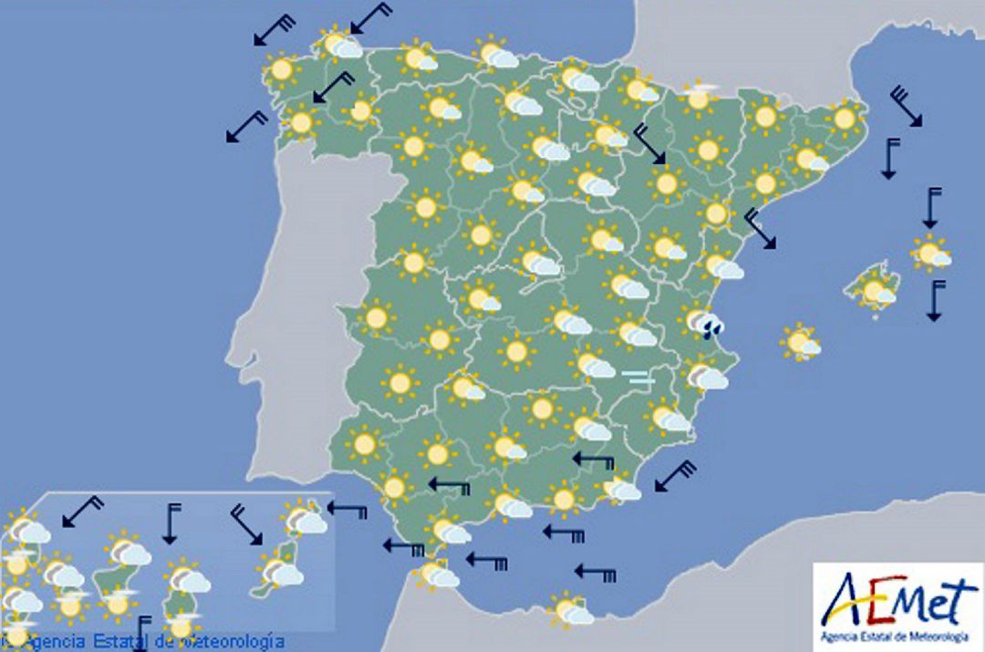Mapa de previsión para el sábado hasta las 12 horas. Mapa de previsión para el sábado hasta las 12 horas.