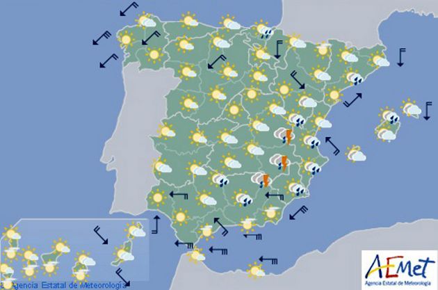 Mapa previsto para el sábado por la tarde. Mapa previsto para el sábado por la tarde.