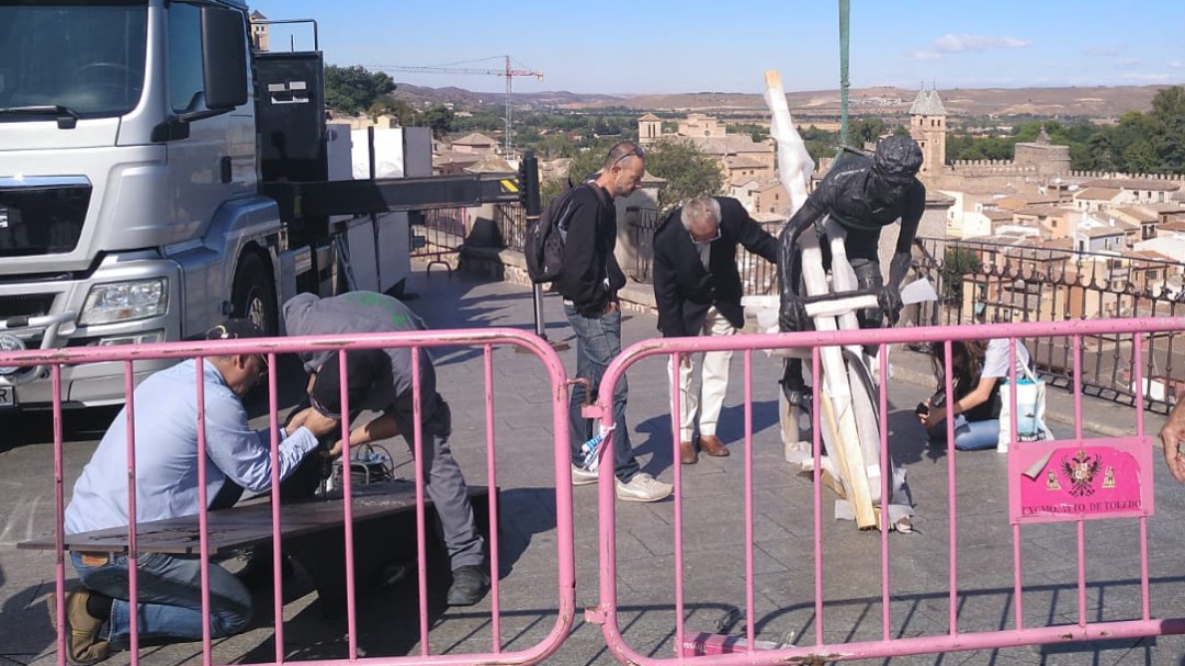 La estatua de Bahamontes vuelve a ser víctima del gamberrismo