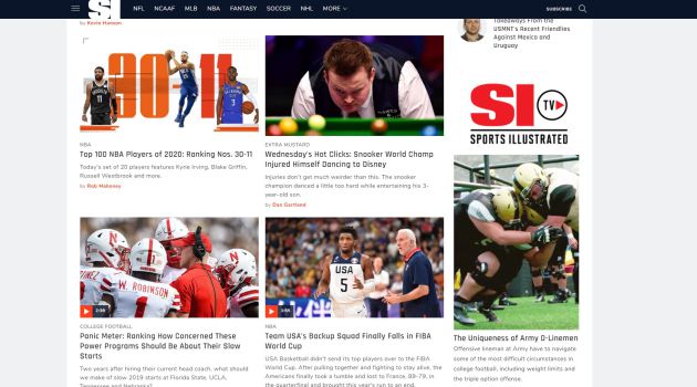 En Sports Illustrated la noticia del Mundial de baloncesto ocupa el tercer bloque y en dicho bloque es la cuarta por detrás de la NBA, el Snooker y la NFL En Sports Illustrated la noticia del Mundial de baloncesto ocupa el tercer bloque y en dicho bloque es la cuarta por detrás de la NBA, el Snooker y la NFL