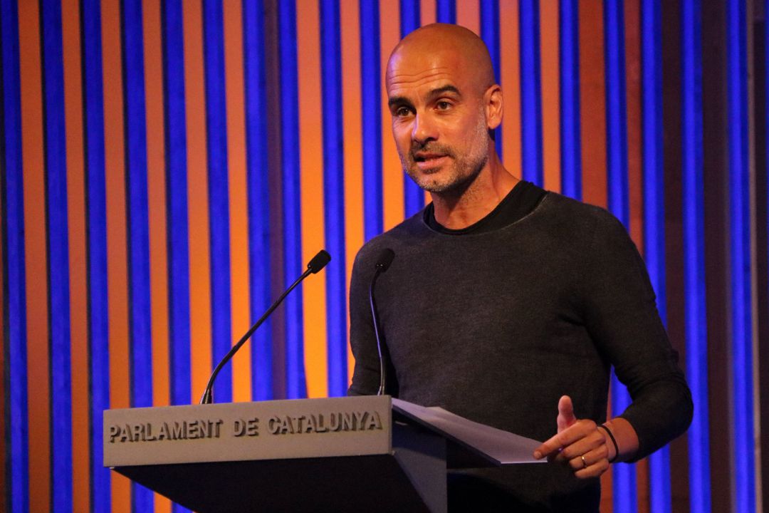 Pep Guardiola durante la entrega de la Medalla de Honor del Parlament de Catalunya Pep Guardiola durante la entrega de la Medalla de Honor del Parlament de Catalunya