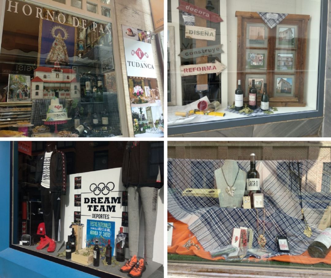 Escaparates arandinos con imágenes festivas y vinos ribereños Escaparates arandinos con imágenes festivas y vinos ribereños