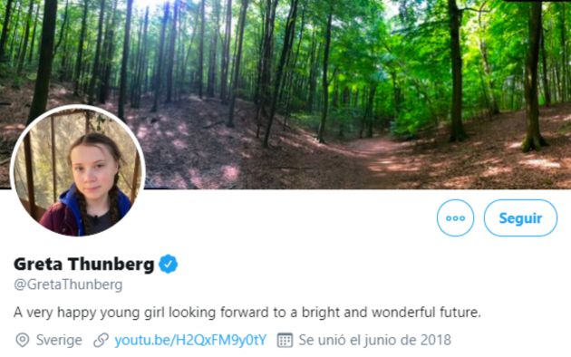 La biografía de Greta Thunberg en Twitter La biografía de Greta Thunberg en Twitter
